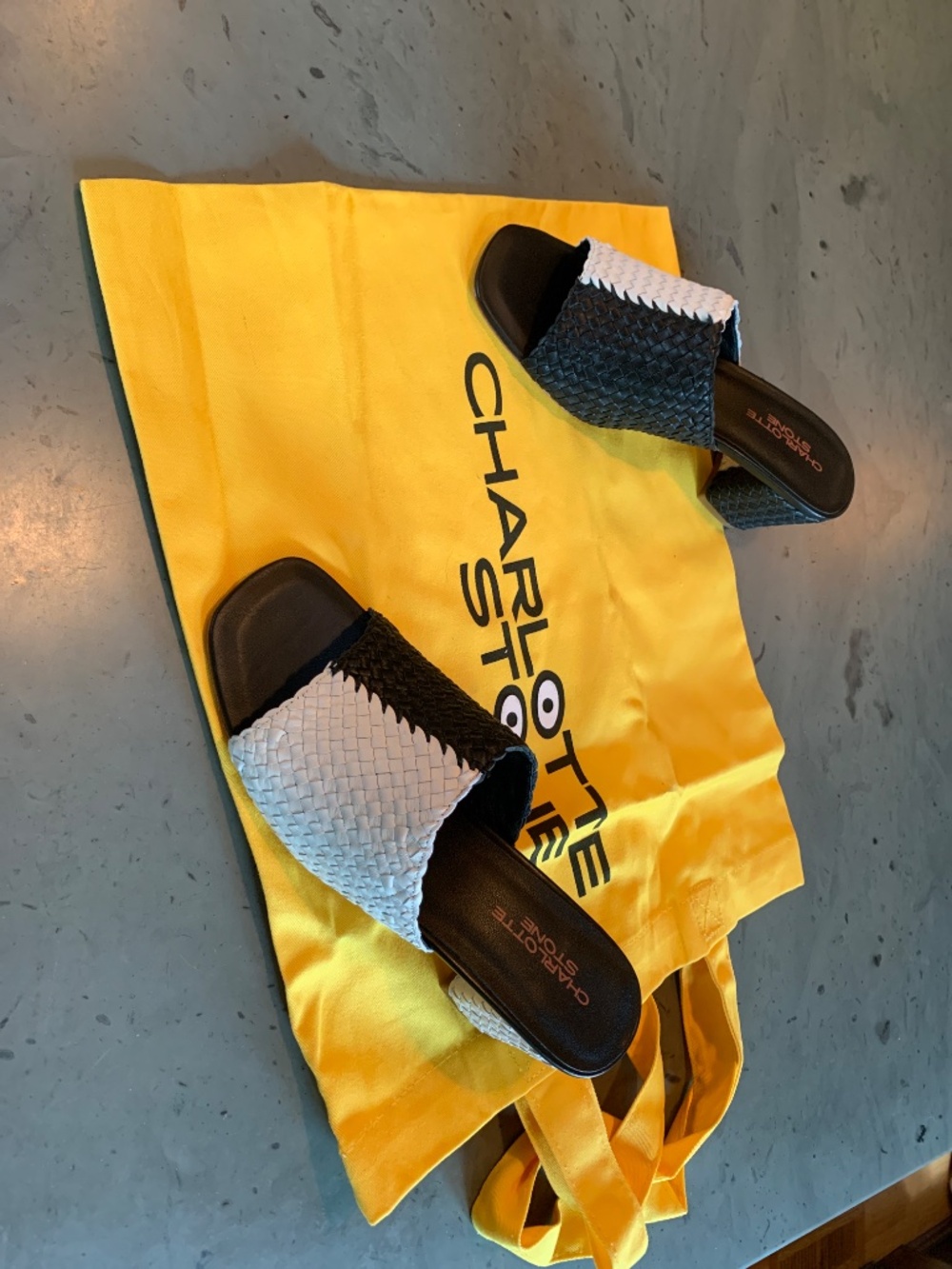 Charlotte Stone Black & White Slide Sandal - Picture 2 of 5